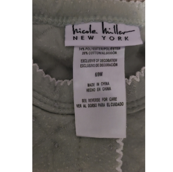 *3 for 20* Nicole Miller New York Quilted Baby Sleep Suit 6/9m - Picture 4 of 4